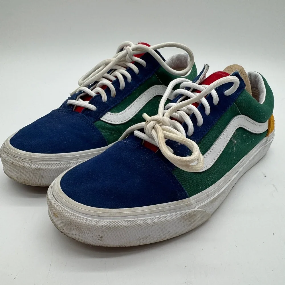 Vans Old Skool Men 7.5 Women's 9 Multicolor Green Blue Yellow Suede Skate Shoes